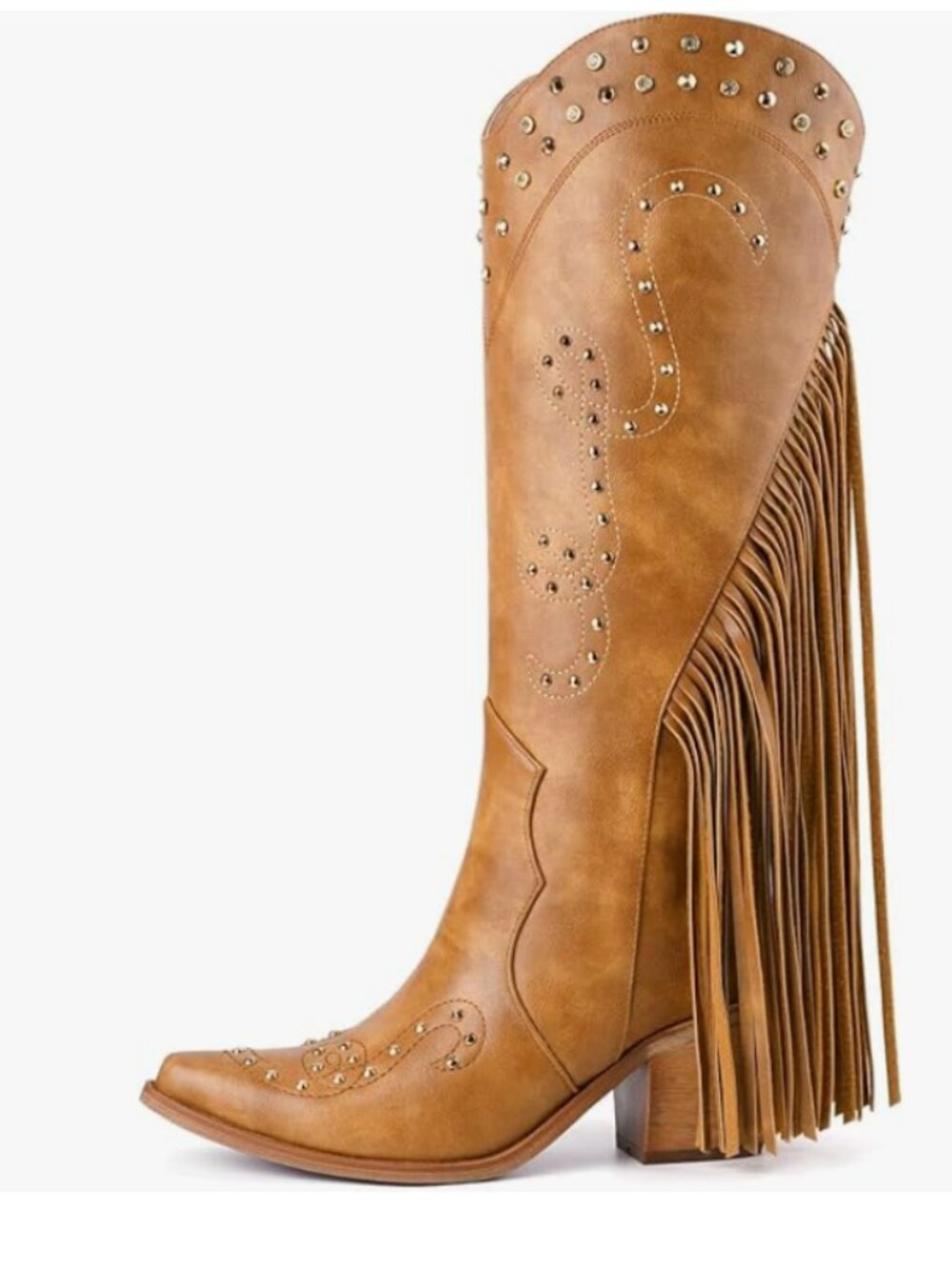 Rhinestone Pointed Toe Fringe Cowgirl Boots - Picture 8 of 9